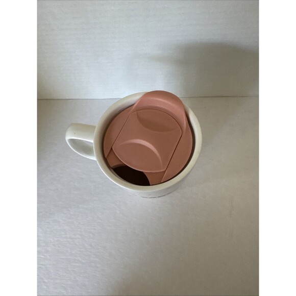Frankie Grey Dear Santa Forgive Me For I Have Ginned Mug W/Lid Pink Wht Gold 6" - Picture 4 of 7